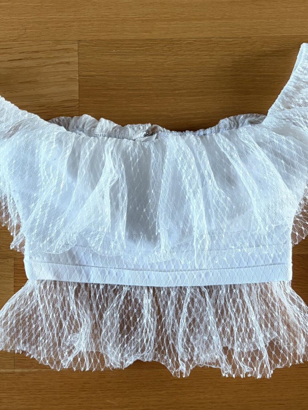 NBD Gisele Top White XS Off Shoulder Lace Crop Top Revolve